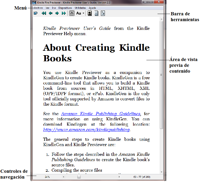 Botones y acciones de la barra de herramientas La barra de herramientas se puede utilizar para navegar por un libro y cambiar sus opciones de visualización en pantalla.