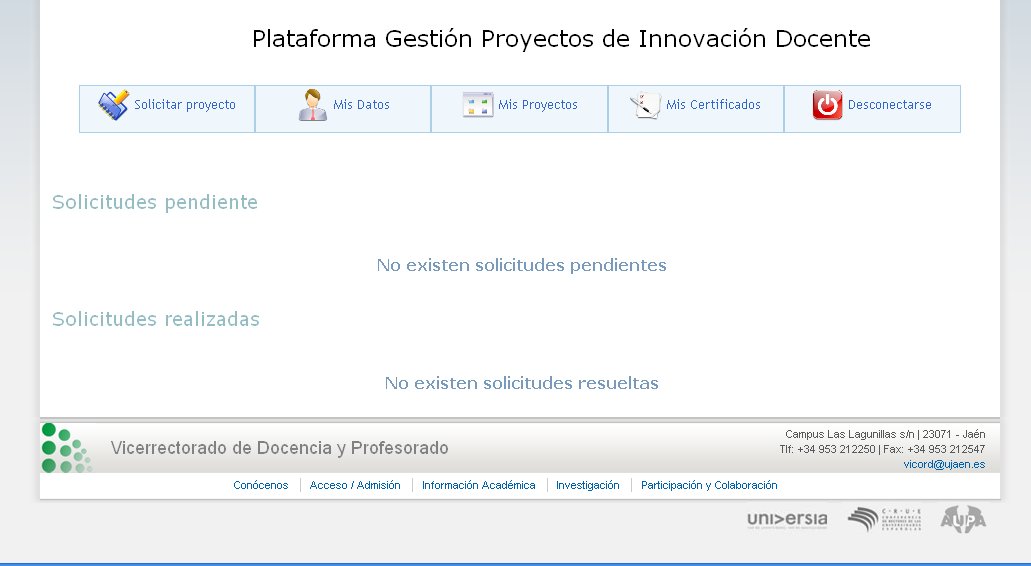 GESTIÓN DE CERTIFICADOS La plataforma también contempla la solicitud de certificados por participación en los proyectos de innovación.