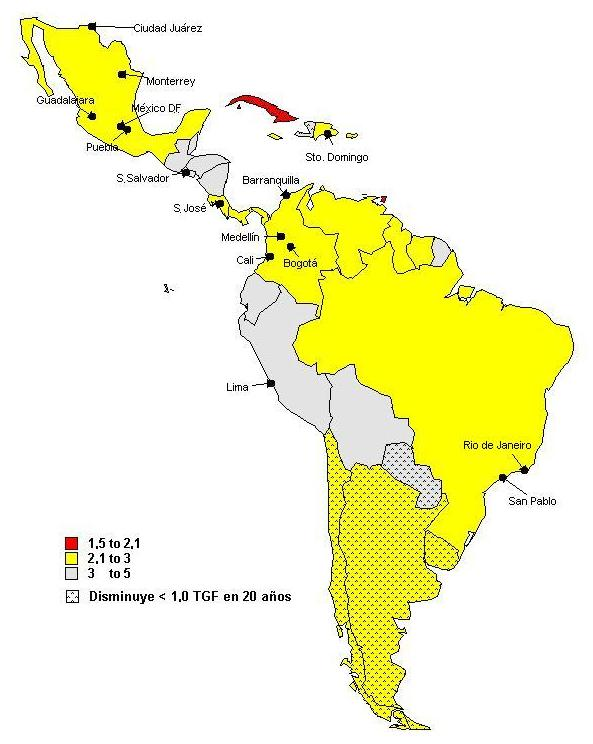 La fecundidad en áreas metropolitanas de América Latina: la fecundidad de reemplazo y más allá más allá de los estrechos límites del mundo más desarrollado, a pesar de que varias poblaciones de Asia