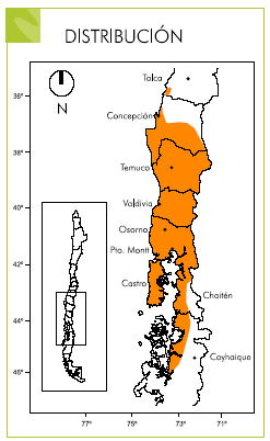 Libro especies amenazadas de Chile (CONAMA 2009) Mapa de distribución de