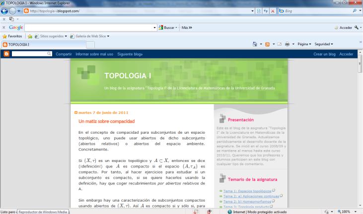 http://topologia-i.blogspot.com/ Para crear un Blog existen muchos, programas y aplicaciones. Nosotros citaremos la aplicación Blogger de Google, la cual es bastante popular.