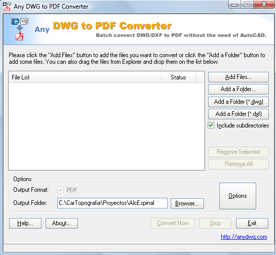 COMO PASAR UN ARCHIVO DE AUTOCAD A PDF: Para esta tarea empleamos el programa Any DWG to PDF Converter. Debemos asegurarnos para qué versión de AutoCAD está Autorizado.