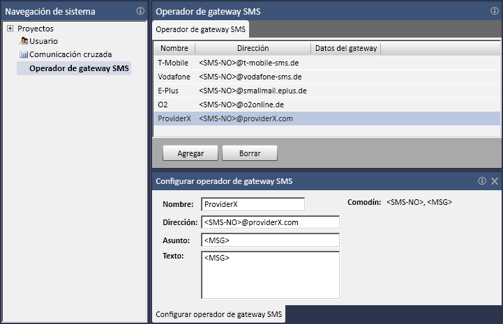 Configuración 3.9 Configurar operadores de gateway SMS Uno o varios operadores de gateway SMS Para el funcionamiento de la gateway de Teleservicio necesitará como mínimo un operador de gateway SMS.