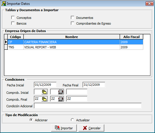 Cómo Importar Datos Visual TNS Mediante esta opción el usuario del módulo de Tesorería podrá Importar Tablas y Documentos de otra empresa creada en el Programa. 1. Ingrese al menú Herramientas. 2.