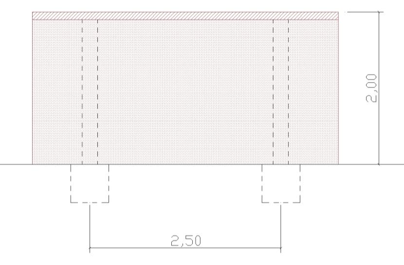 Cierre a base de fábrica de ladrillo macizo de medio pie, con pilares de refuerzo cada 2,50 m., enfoscado y pintada, según croquis y medidas tipo indicadas en gráfico adjunto. 6.