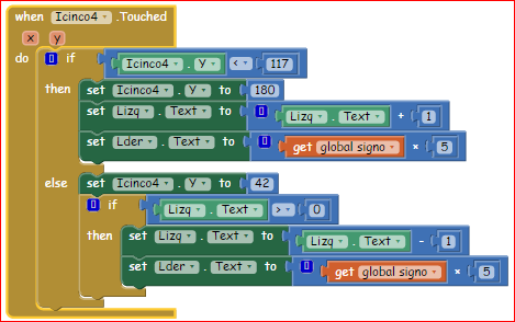 Ilustración 4-12: Ejemplo de código para mover bloque de fichas.