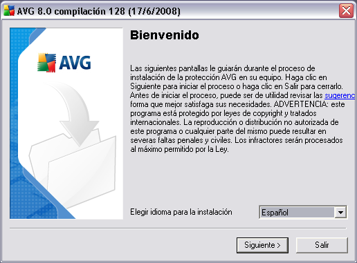 5. Proceso de instalación de AVG Para instalar AVG en su equipo, necesita obtener el archivo de instalación más reciente.
