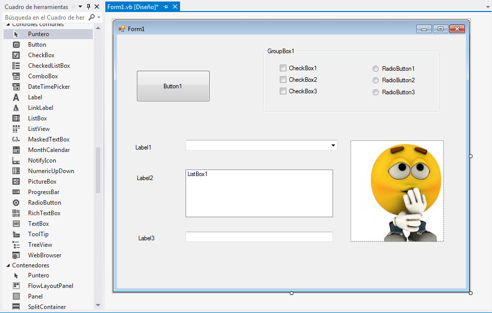 1: Vista inicial de un proyecto Windows Forms Imagen 1.