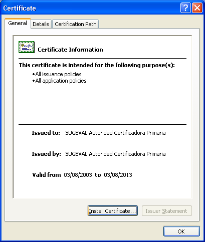 6 Contenido del archivo que contiene los certificados de la CA 3. Dar doble clic sobre cada ítem presentado para ejecutar el asistente de instalación.