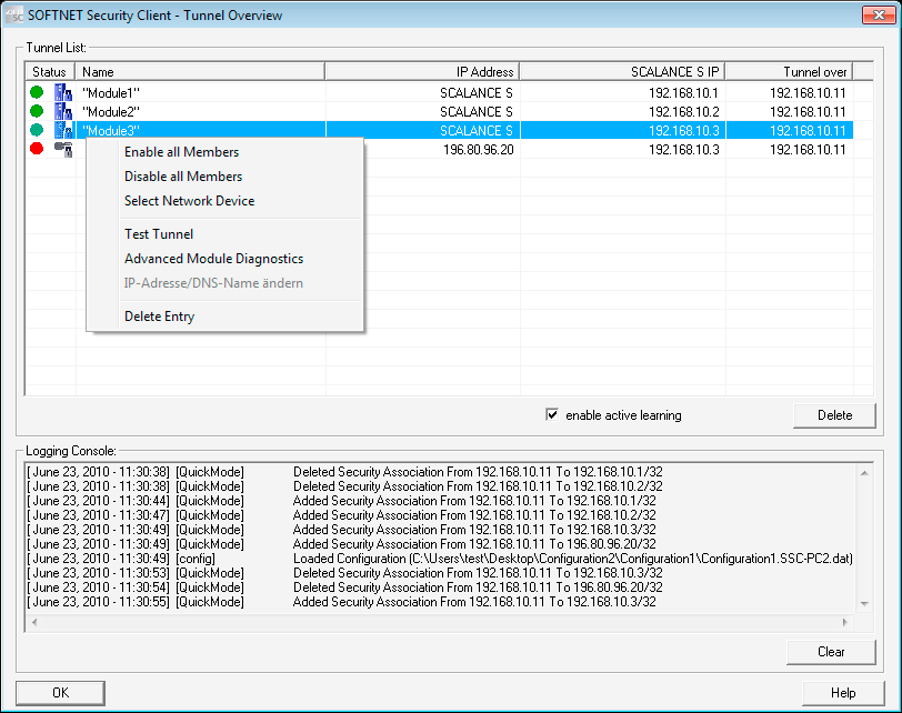 SOFTNET Security Client 7.5 Configuración y edición de túneles 7.