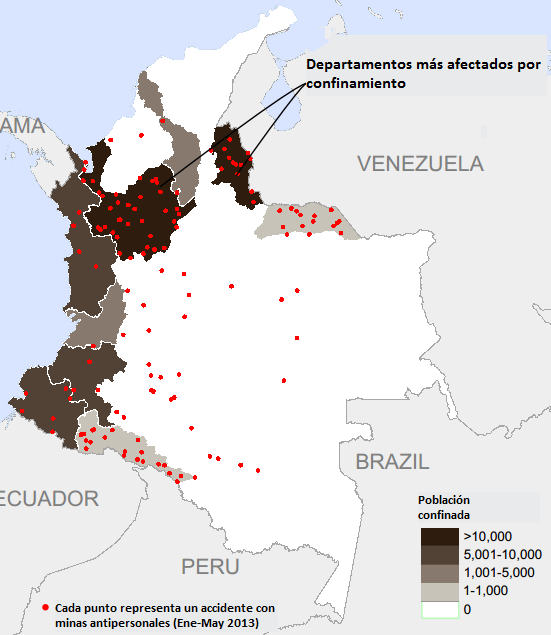 Tabla 1: Consolidado de afectación en Colombia por emergencias de origen natural desde 2010 a mayo de 2013. Concepto Año 2010 2011 2012 2013* TOTAL Muertos 504 513 248 118 1.