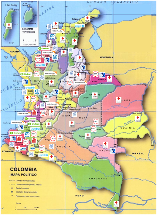 Figura 3: Zonificación de población afectada por desastres naturales en Colombia entre enero 2012 y mayo 2013. Fuente: Ibid.