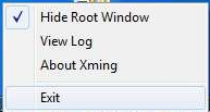 dirigimos a él y hacemos click con el botón derecho (observamos que debe estar marcada la opción Hide Root Window,