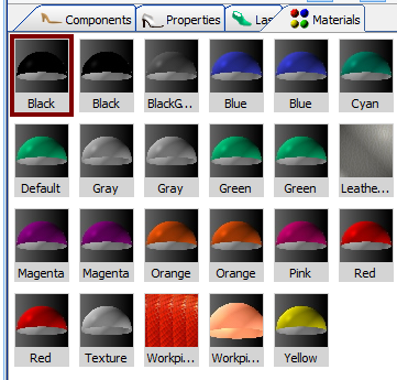 Apply colours and textures to bottom components To define the colours for bottom components, go to Materials tab, select the colour and then left click on each component to apply it.