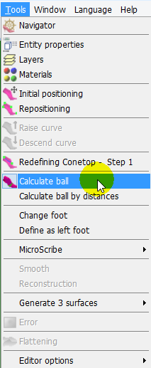 Calculate and mark the ball points In order to define the ball line, the ball points have to be marked.