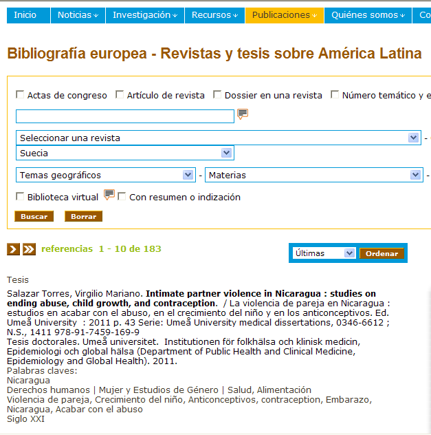 La base de tesis de América Latina Portal Europeo