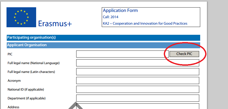 Cumplimentación del formulario de solicitud Cada acción tiene su propio formulario.