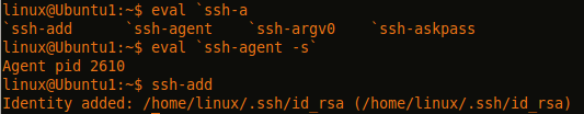 Activamos ssh-agent para que no nos pida la pass-phrase # eval `ssh-agent s` Nos devuelve el PID del agente de SSH y añadimos la clave a la ruta anteriormente especificada.