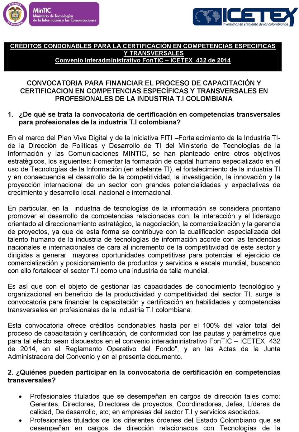 De qué se trata la convocatoria de certificación en competencias transversales para profesionales de la industria T.I colombiana?