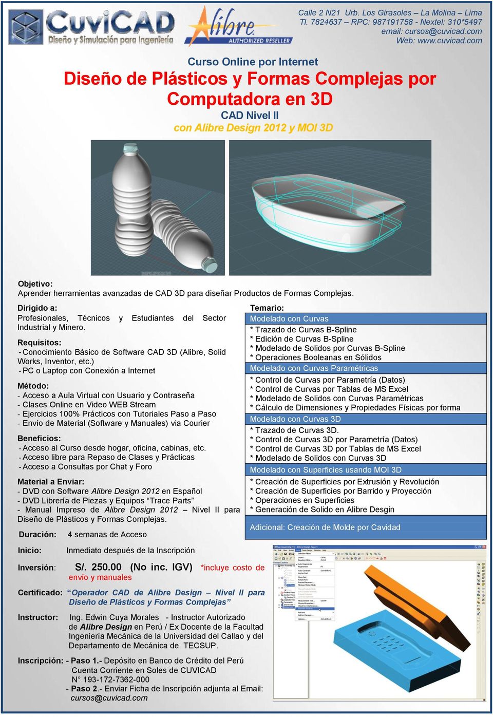 ) - Manual Impreso de Alibre Design 2012 Nivel II para Diseño de Plásticos y Formas Complejas.