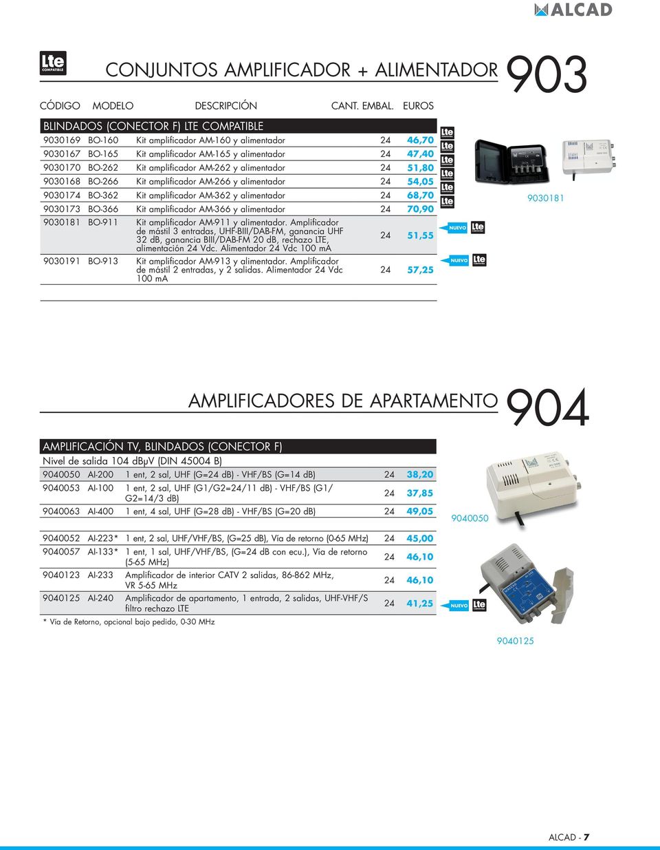 amplificador AM-366 y alimentador 24 70,90 9030181 9030181 BO-911 Kit amplificador AM-911 y alimentador.