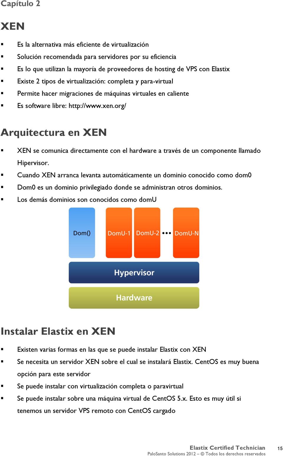 org/ Arquitectura en XEN XEN se comunica directamente con el hardware a través de un componente llamado Hipervisor.
