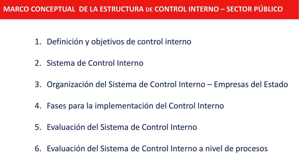 Organización del Sistema de Control Interno Empresas del Estado 4.