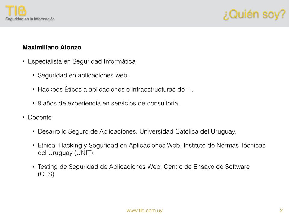 Docente Desarrollo Seguro de Aplicaciones, Universidad Católica del Uruguay.