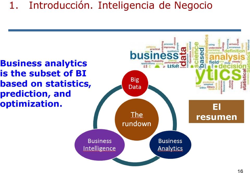 analytics is the subset of BI based