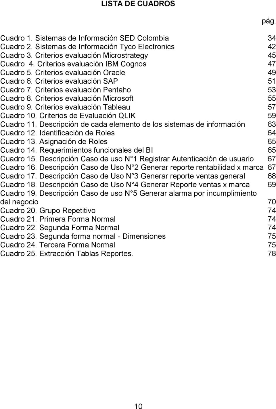 Criterios evaluación Microsoft 55 Cuadro 9. Criterios evaluación Tableau 57 Cuadro 10. Criterios de Evaluación QLIK 59 Cuadro 11.
