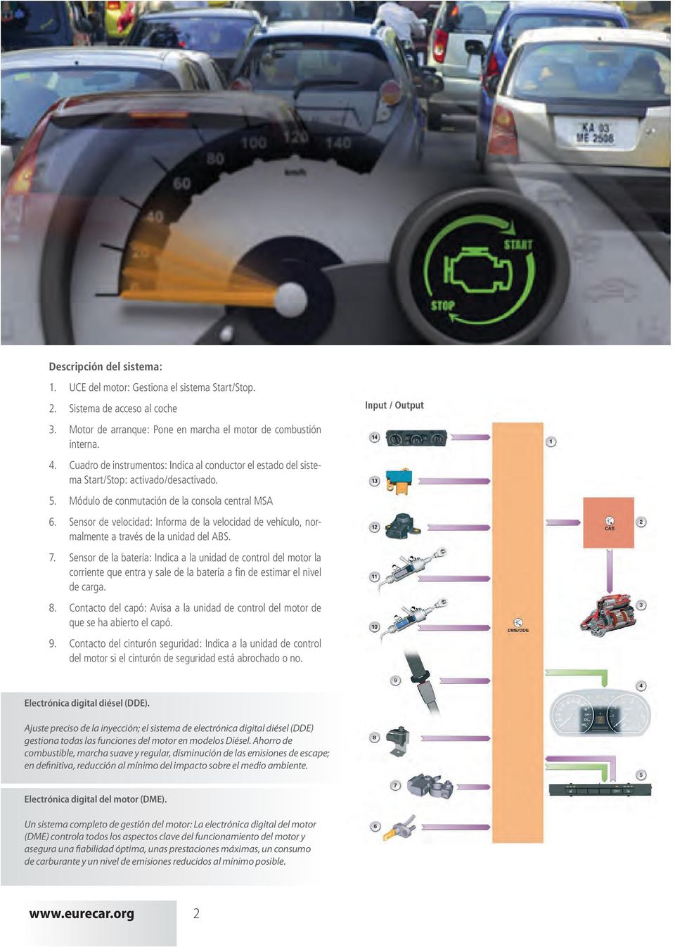 Sensor de velocidad: Informa de la velocidad de vehículo, normalmente a través de la unidad del ABS. 7.