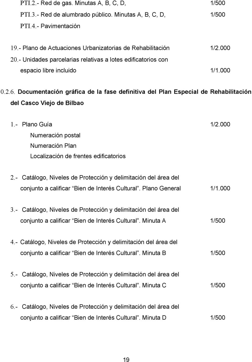 Documentación gráfica de la fase definitiva del Plan Especial de Rehabilitación del Casco Viejo de Bilbao 1.- Plano Guía 1/2.