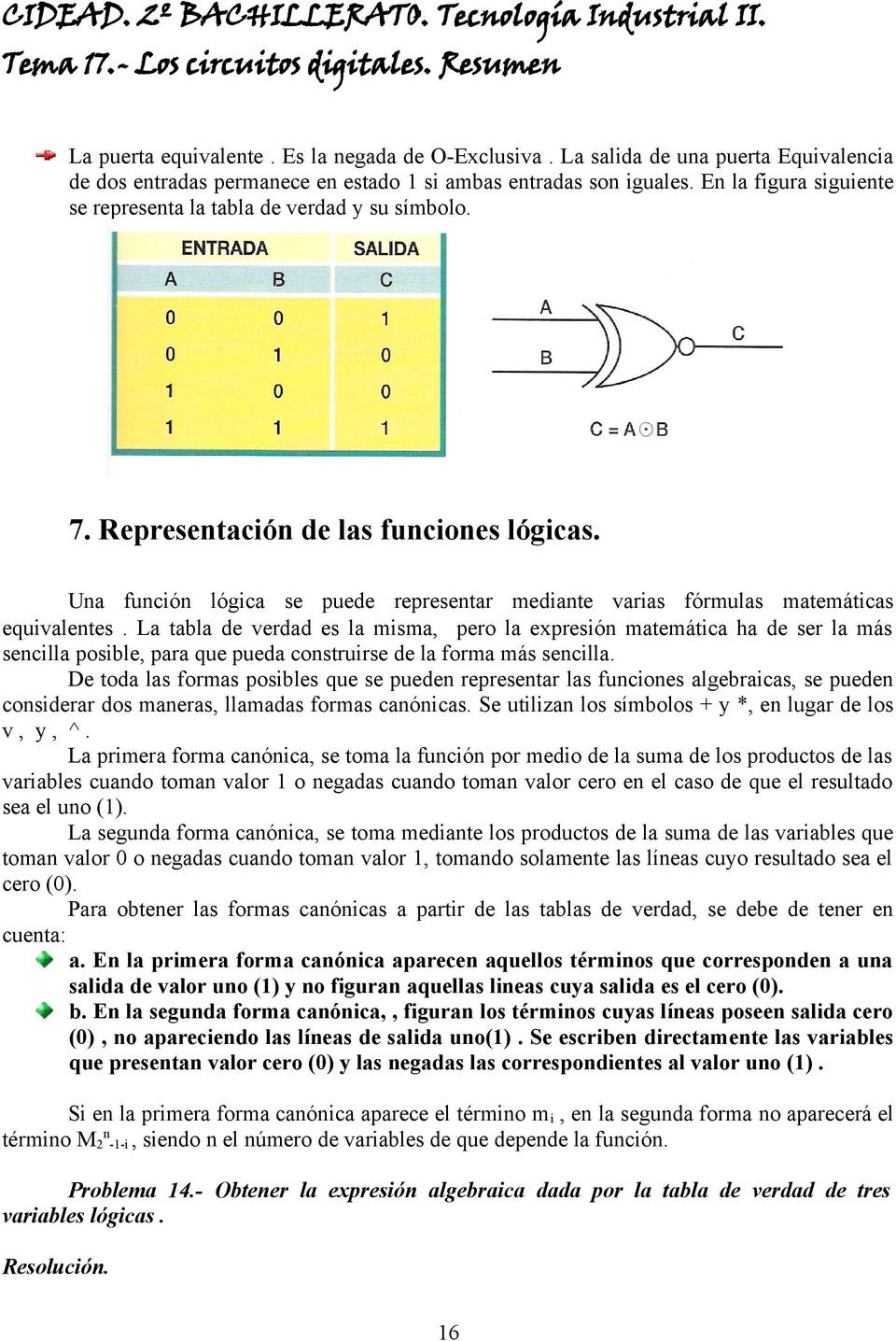 Una función lógica se puede representar mediante varias fórmulas matemáticas equivalentes.