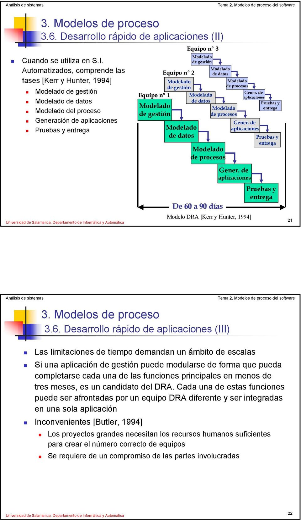 Automatizados, comprende las fases [Kerr y Hunter, 1994] Modelado de gestión Modelado de datos Modelado del proceso Generación de aplicaciones Pruebas y entrega Equipo nº 1 Modelado de gestión Equipo