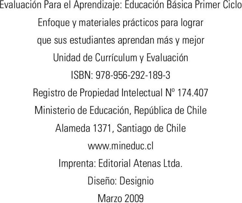 978-956-292-189-3 Registro de Propiedad Intelectual Nº 174.