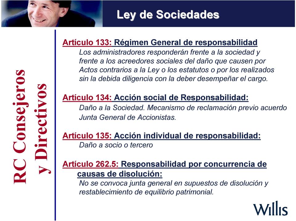 Artículo 134: Acción social de Responsabilidad: Daño a la Sociedad. Mecanismo de reclamación previo acuerdo Junta General de Accionistas.