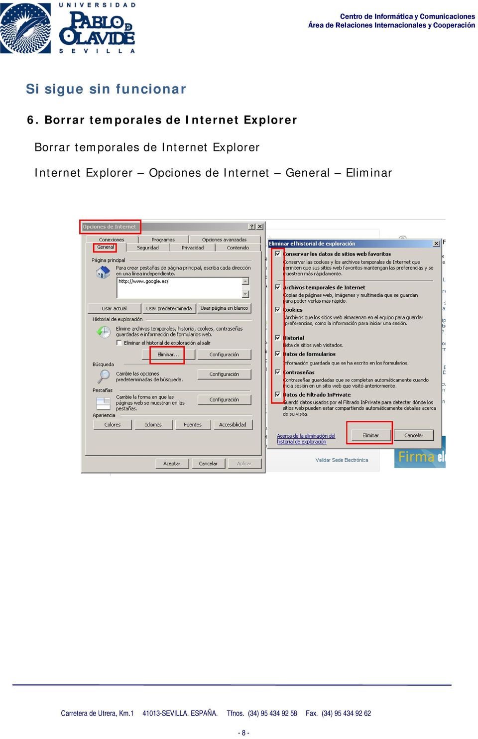 Internet Explorer Opciones de Internet