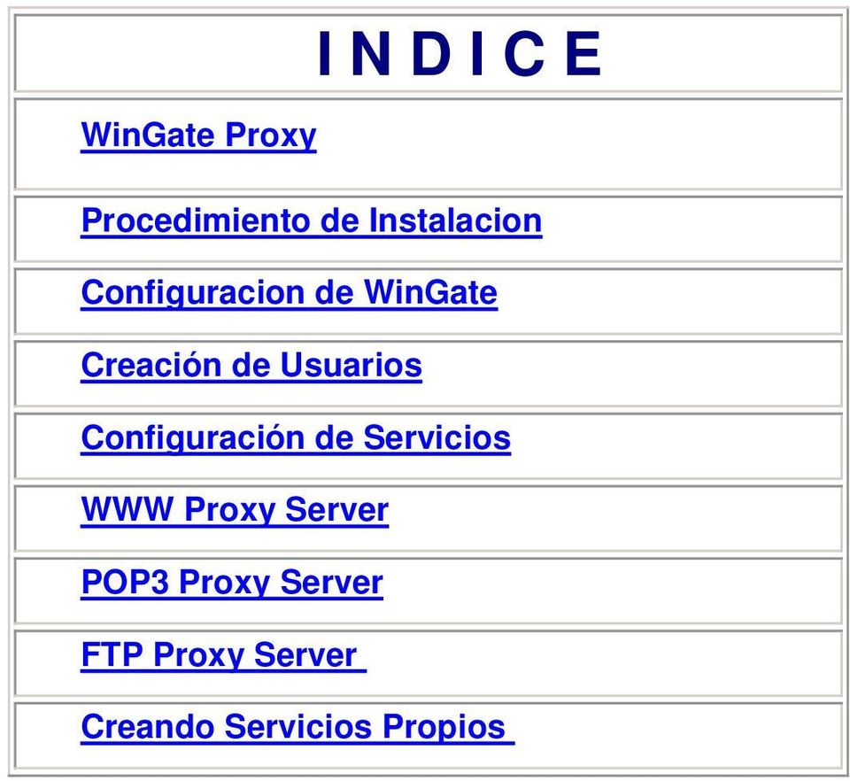Usuarios Configuración de Servicios WWW Proxy