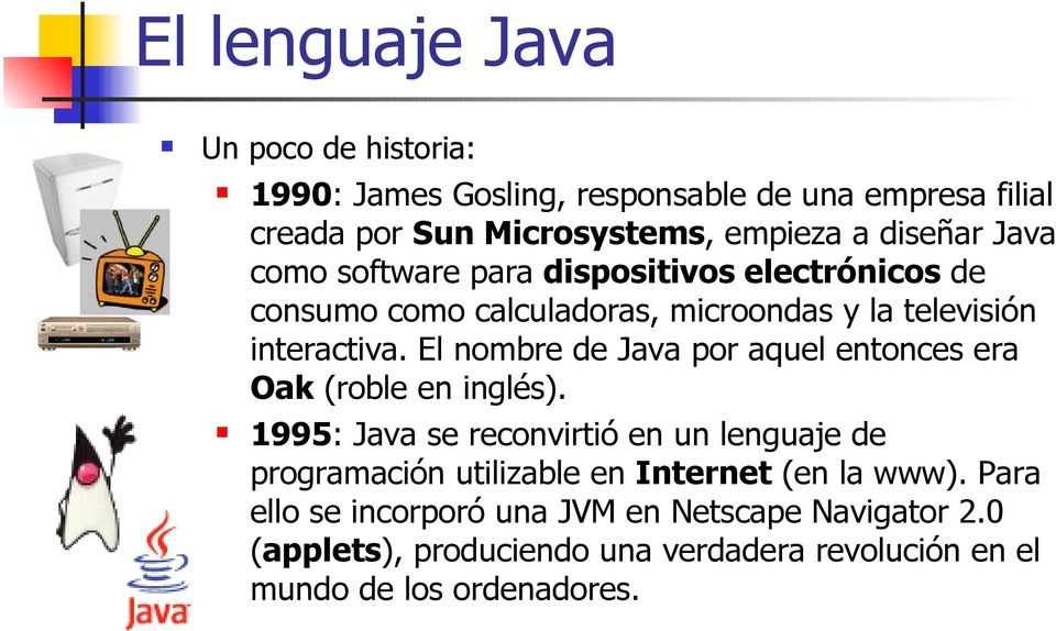 El nombre de Java por aquel entonces era Oak (roble en inglés).