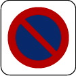 Estacionamiento prohibido en vado. Prohíbe el estacionamiento delante de un vado. R-308 e Zona de estacionamiento limitado.