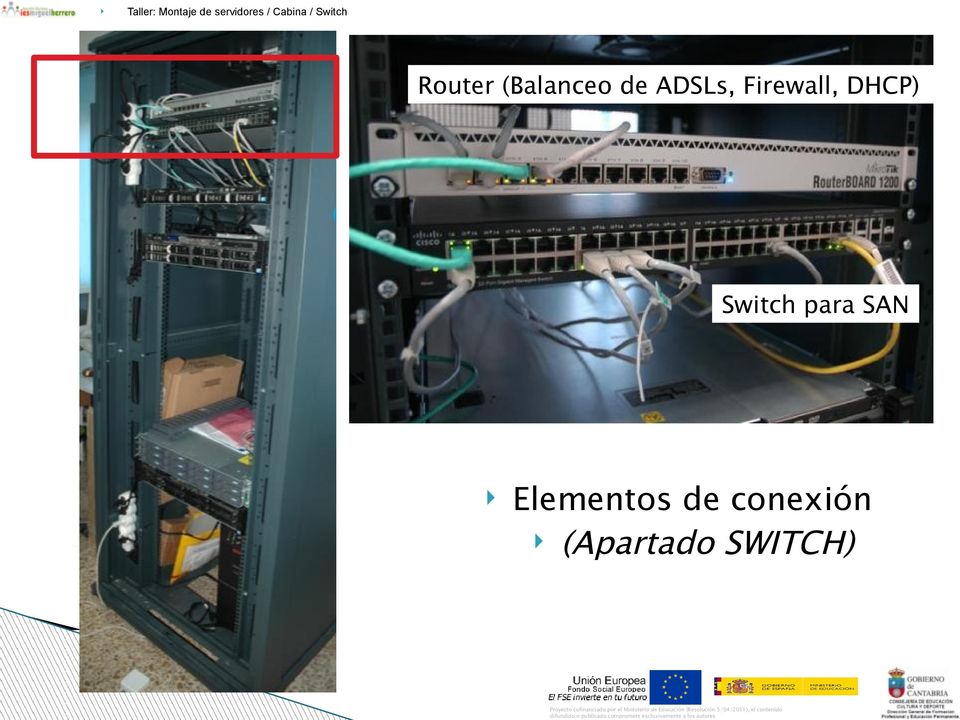ADSLs, Firewall, DHCP) Switch para