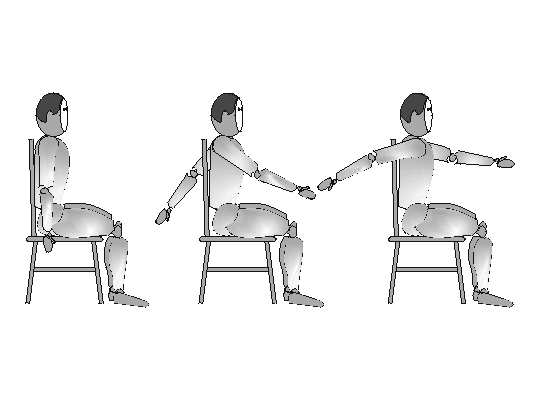 Página 7 de 8 6. Sentado con la espalda apoyada. Realizar balanceo de brazos, mientras el brazo derecho está al frente el brazo izquierdo ira hacia atrás.