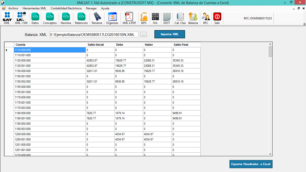 20.3 Convertir Archivo XML de Balanza a Excel.