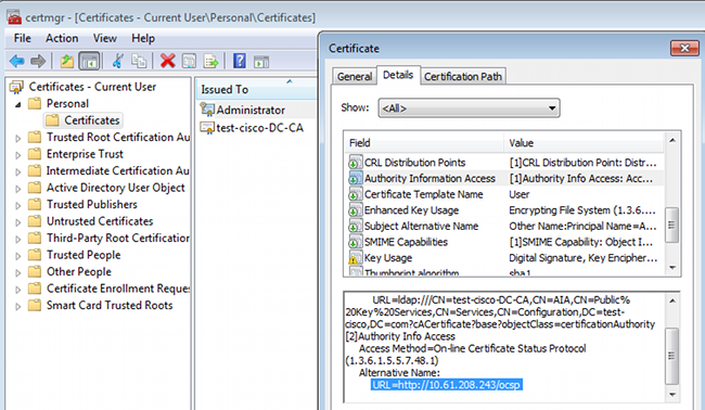 2. El Certificado de usuario se puede guardar en el almacén del buscador Web, después exportar a Microsoft el almacén, que es buscado por AnyConnect. Utilice certmgr.