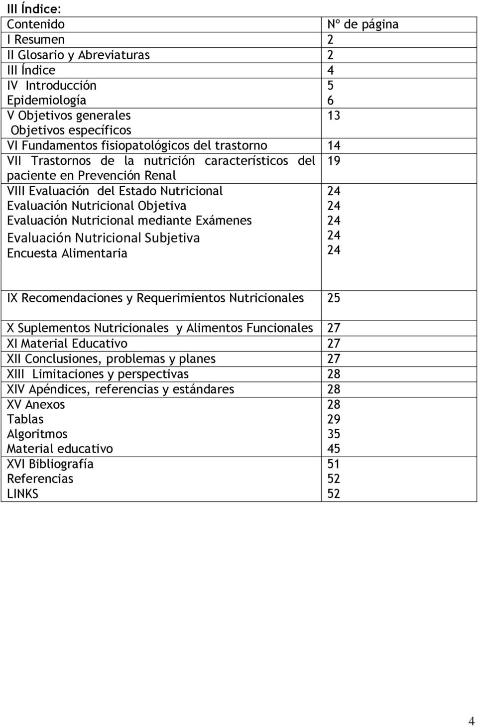 Objetiva Evaluación Nutricional mediante Exámenes Evaluación Nutricional Subjetiva Encuesta Alimentaria IX Recomendaciones y Requerimientos Nutricionales 25 X Suplementos Nutricionales y Alimentos