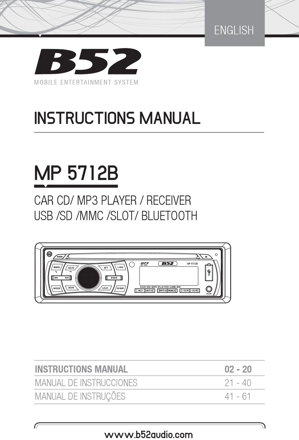 BLUETOOTH MUTE MP 5712B LOUD INSTRUCTIONS MANUAL 02-20