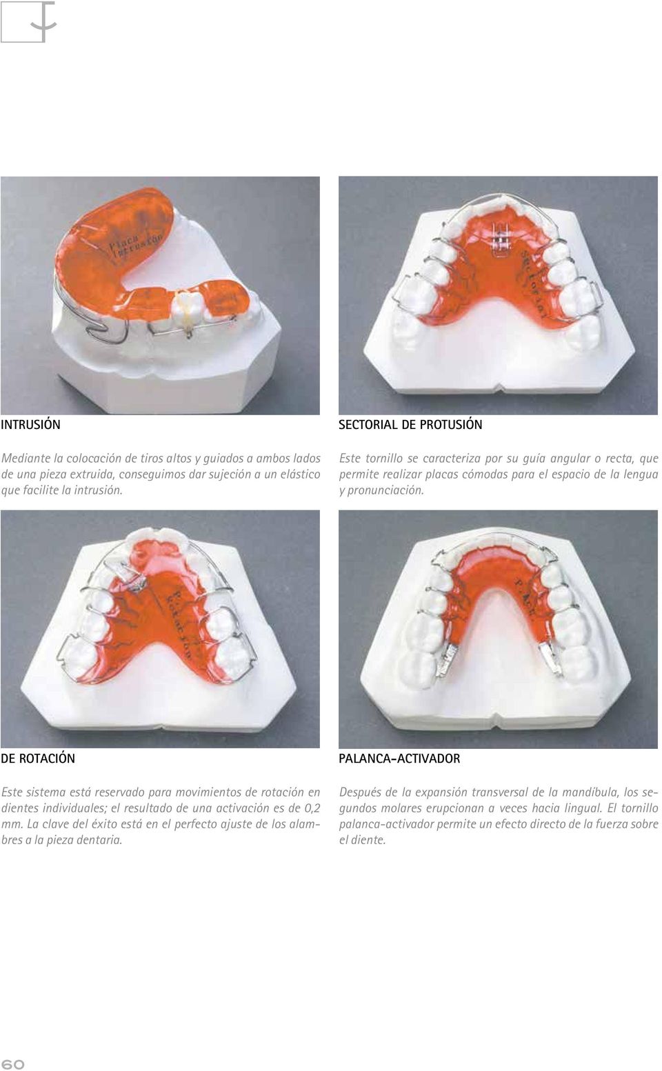 DE ROTACIÓN Este sistema está reservado para movimientos de rotación en dientes individuales; el resultado de una activación es de 0,2 mm.