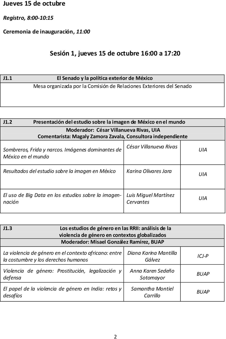 2 Presentación del estudio sobre la imagen de México en el mundo Moderador: César Villanueva Rivas, UIA Comentarista: Magaly Zamora Zavala, Consultora independiente Sombreros, Frida y narcos.