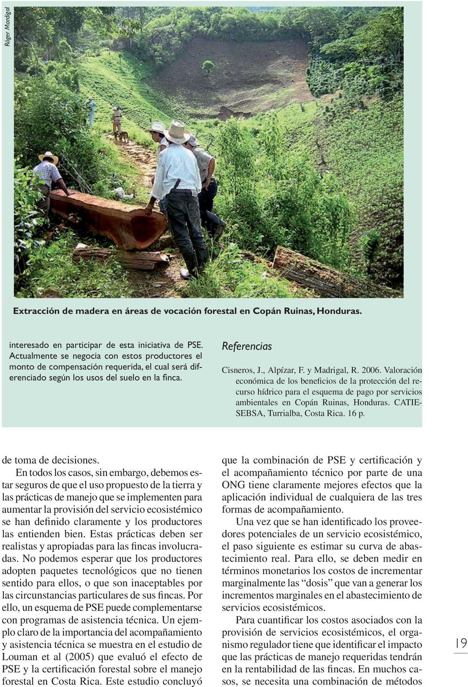 2006. Valoración económica de los beneficios de la protección del recurso hídrico para el esquema de pago por servicios ambientales en Copán Ruinas, Honduras. CATIE- SEBSA, Turrialba, Costa Rica.