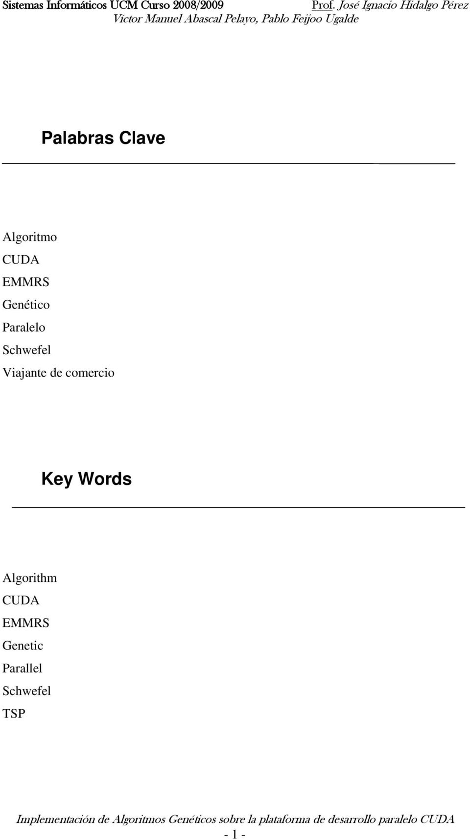 de comercio Key Words Algorithm CUDA